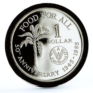 Trinidad and Tobago 1 dollar 50th Anniversary of FAO Banana silver coin 1995