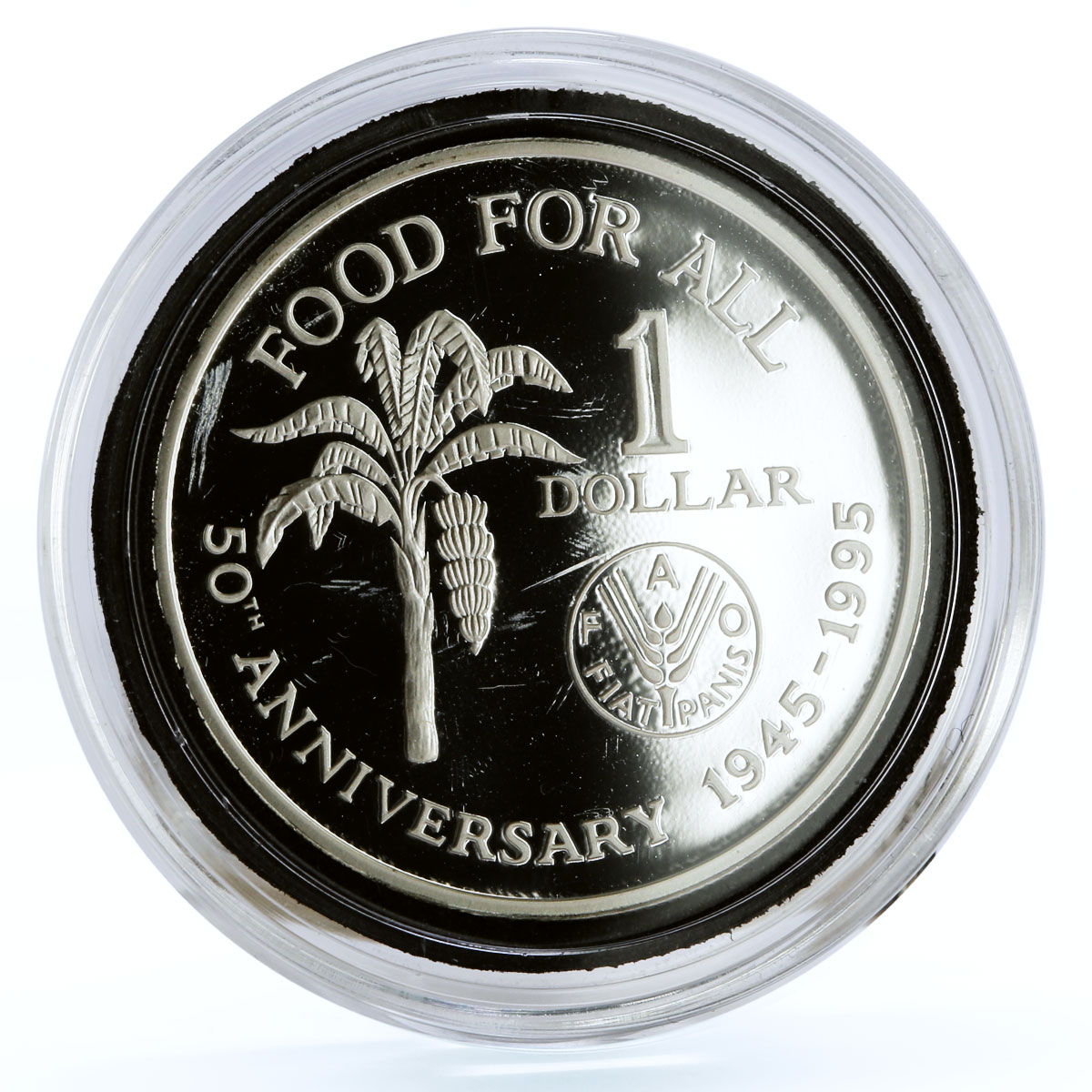 Trinidad and Tobago 1 dollar 50th Anniversary of FAO Banana silver coin 1995