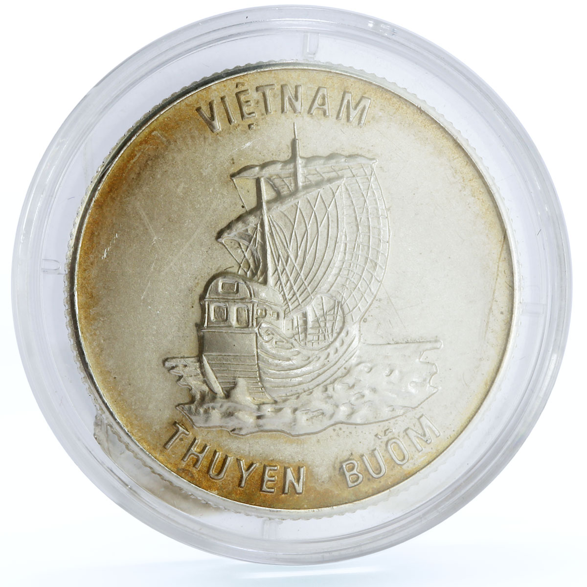 Vietnam 100 dong Vietnamese Historic Ships series Junk Ship silver coin 1986