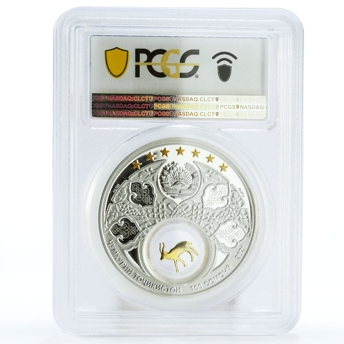 Tajikistan 100 somoni Gazella Subgutturosa Selective PR67 PCGS silver coin 2021