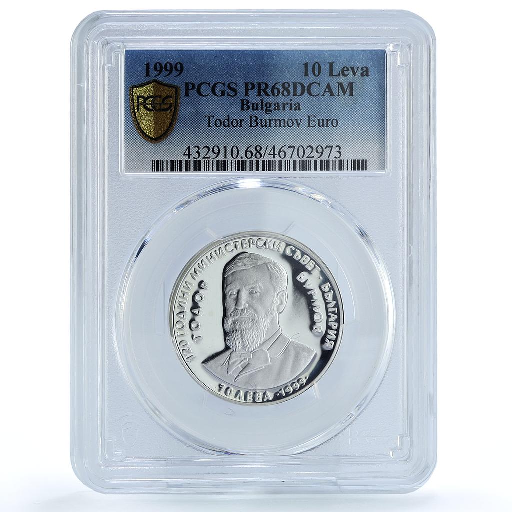 Bulgaria 10 leva Council of Ministers Todor Burmov PR68 PCGS silver coin 1999 Bulgaria 10 leva Council of Ministers Todor Burmov PR68 PCGS silver coin 1999