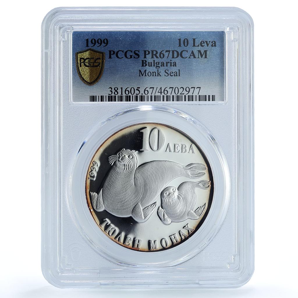 Bulgaria 10 leva Wild Animals series Monk Seal PR67 PCGS silver coin 1999 Bulgaria 10 leva Wild Animals series Monk Seal PR67 PCGS silver coin 1999