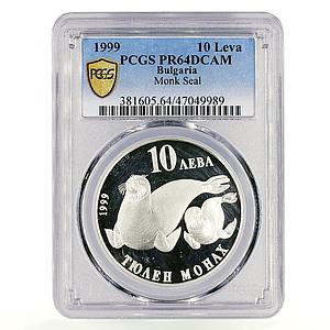 Bulgaria 10 leva Wild Animals series Monk Seal PR64 PCGS silver coin 1999