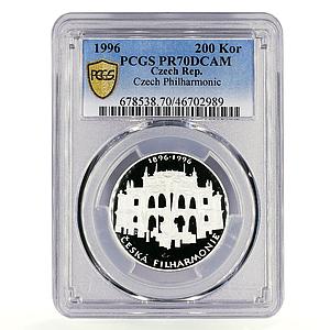 Czech Republic 200 korun Philarmonic Architecture PR70 PCGS silver coin 1996