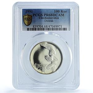 Czechoslovakia 100 korun Composer Antonin Dvorak Music PR68 PCGS Ag coin 1991