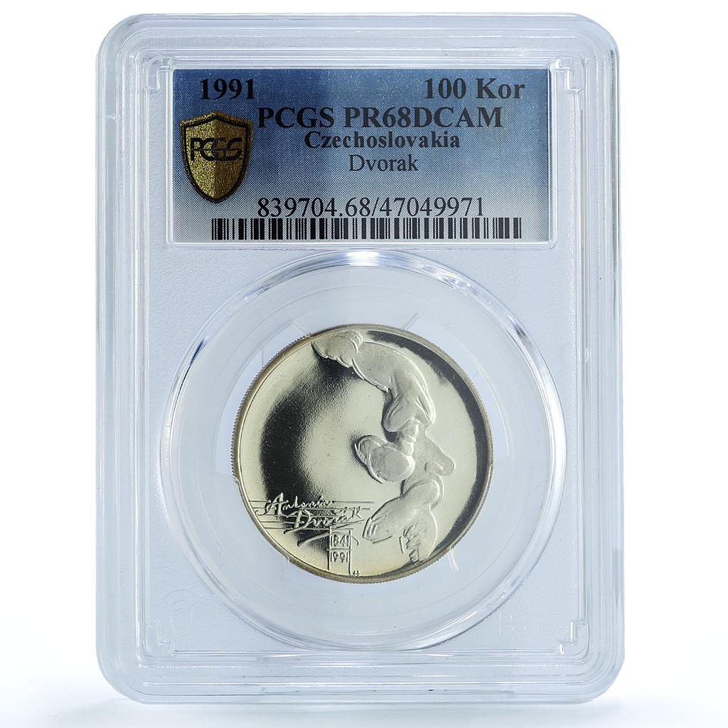 Czechoslovakia 100 korun Composer Antonin Dvorak Music PR68 PCGS Ag coin 1991 Czechoslovakia 100 korun Composer Antonin Dvorak Music PR68 PCGS Ag coin 1991