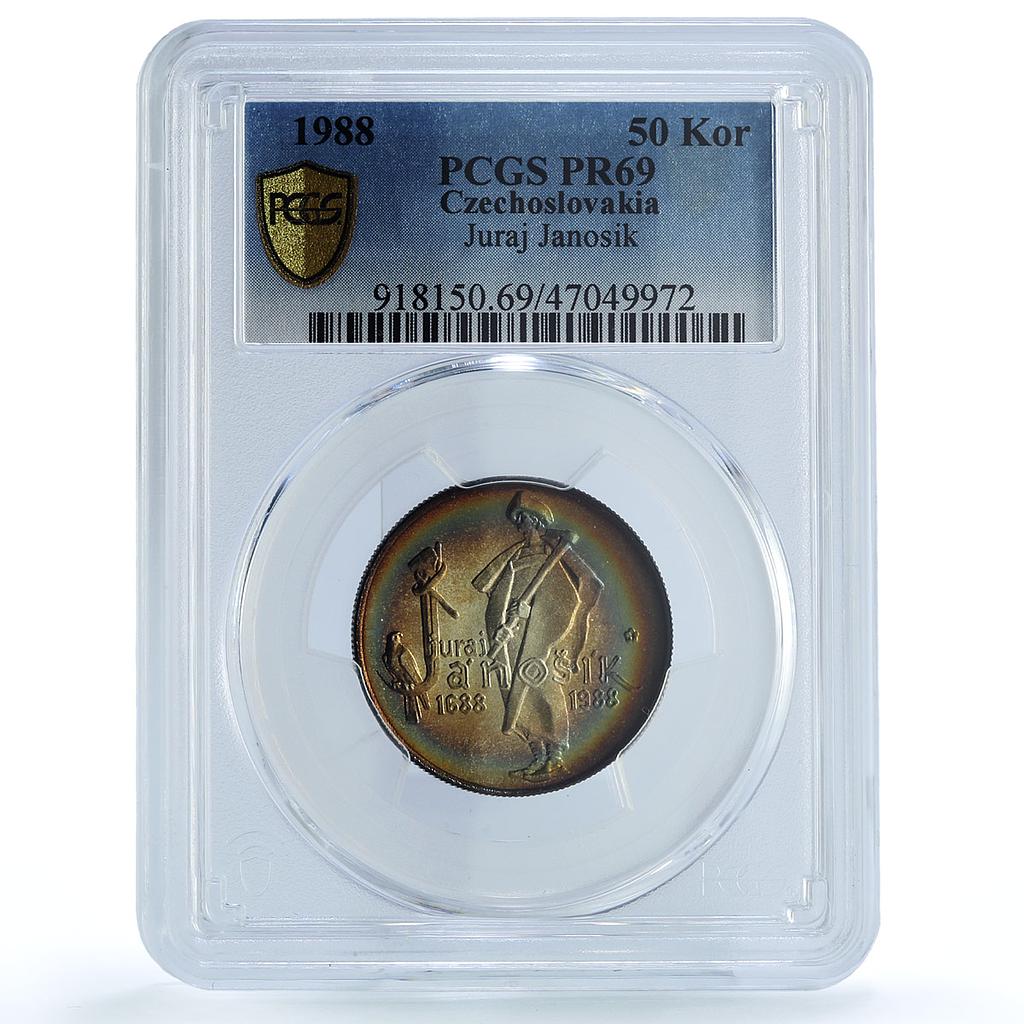 Czechoslovakia 50 korun 300 Years Robber Juraj Janosik PR69 PCGS Ag coin 1988 Czechoslovakia 50 korun 300 Years Robber Juraj Janosik PR69 PCGS Ag coin 1988
