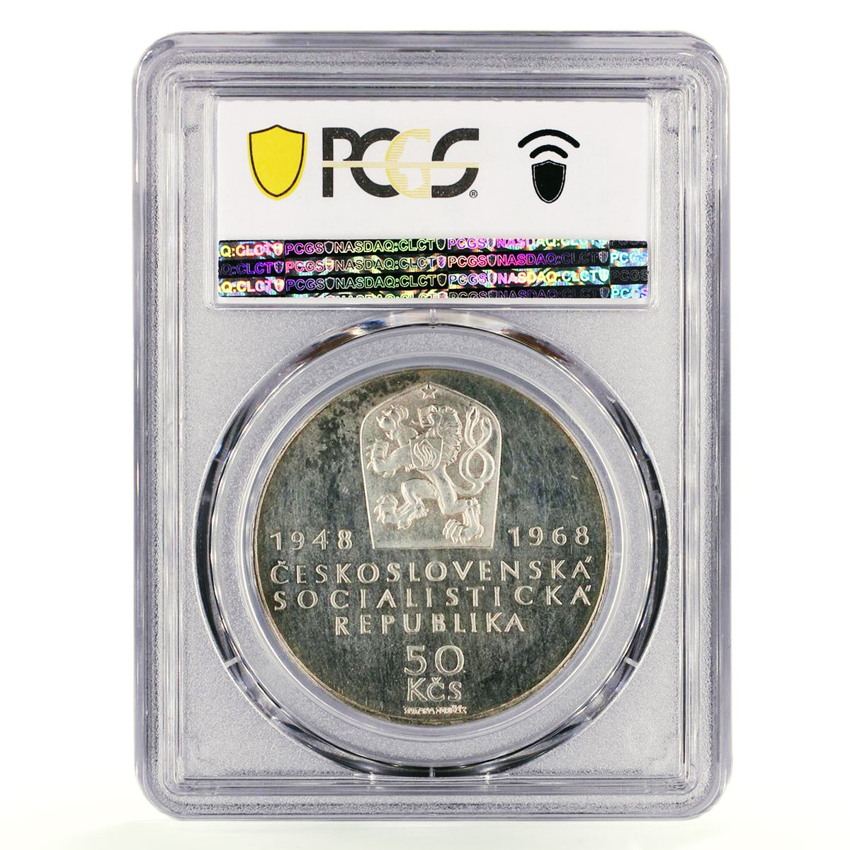 Czechoslovakia 50 korun 50th Jubilee of Independence PR62 PCGS silver coin 1968