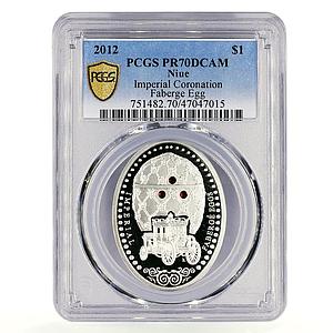 Niue 1 dollar Imperial Faberge Eggs Coronation Egg Art PR70 PCGS Ag coin 2012