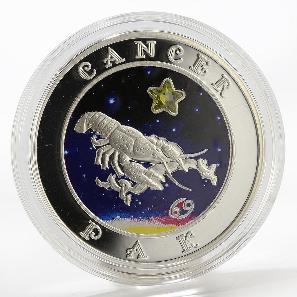 Armenia 100 dram Signs of Zodiac series Cancer colored silver coin 2008