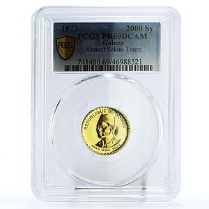 Guinea 2000 sylis President Ahmed Sekou Toure Politics PR69 PCGS gold coin 1977