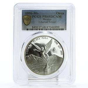 Mexico 1 onza Libertad Angel of Independence PR68 PCGS silver coin 1996
