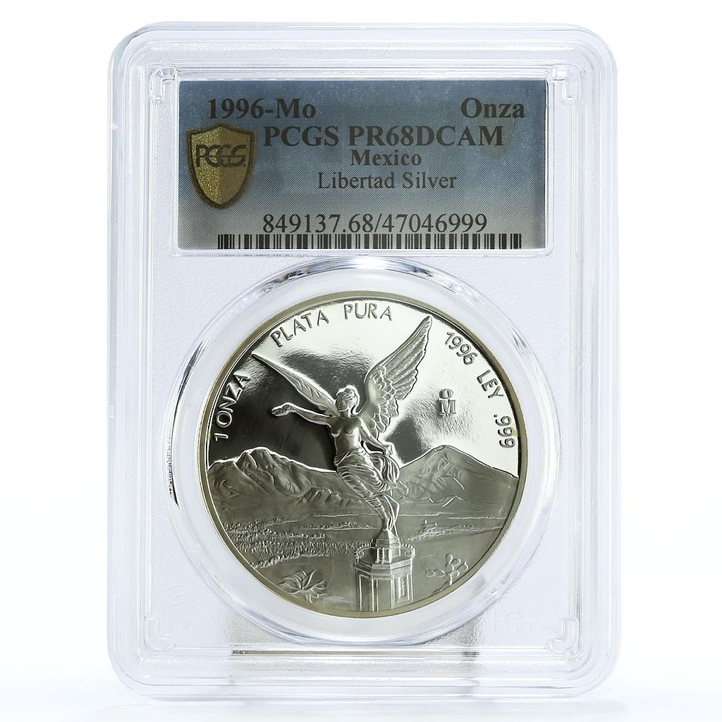 Mexico 1 onza Libertad Angel of Independence PR68 PCGS silver coin 1996