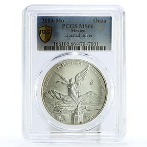 Mexico 1 onza Libertad Angel of Independence MS66 PCGS silver coin 2003