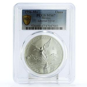 Mexico 1 onza Libertad Angel of Independence MS67 PCGS silver coin 1996