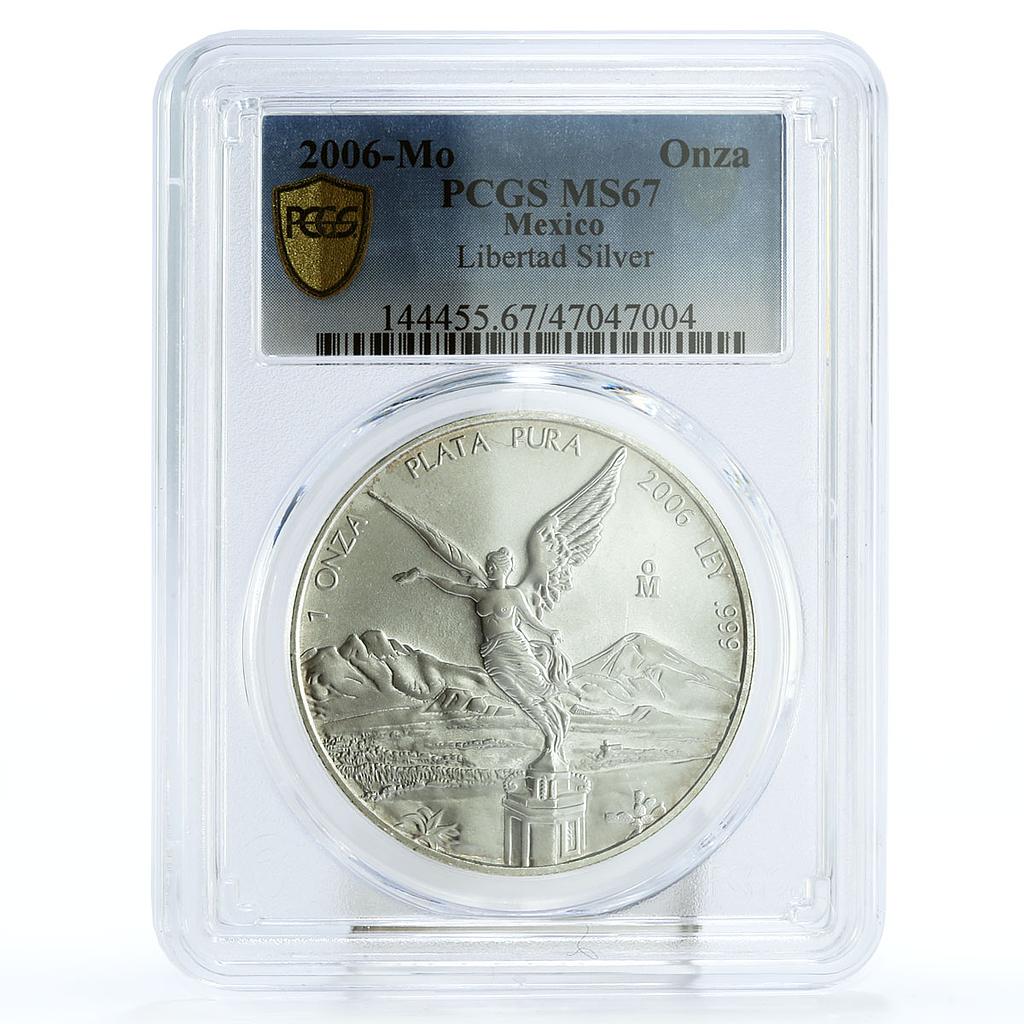 Mexico 1 onza Libertad Angel of Independence MS67 PCGS silver coin 2006