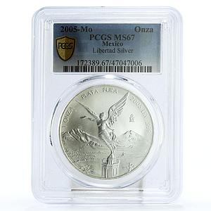 Mexico 1 onza Libertad Angel of Independence MS67 PCGS silver coin 2005