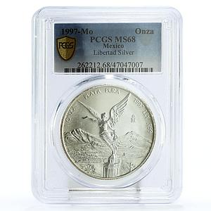 Mexico 1 onza Libertad Angel of Independence MS68 PCGS silver coin 1997