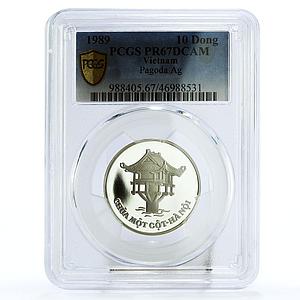 Vietnam 10 dong Pagoda Temple Buildings Architecture PR67 PCGS silver coin 1989