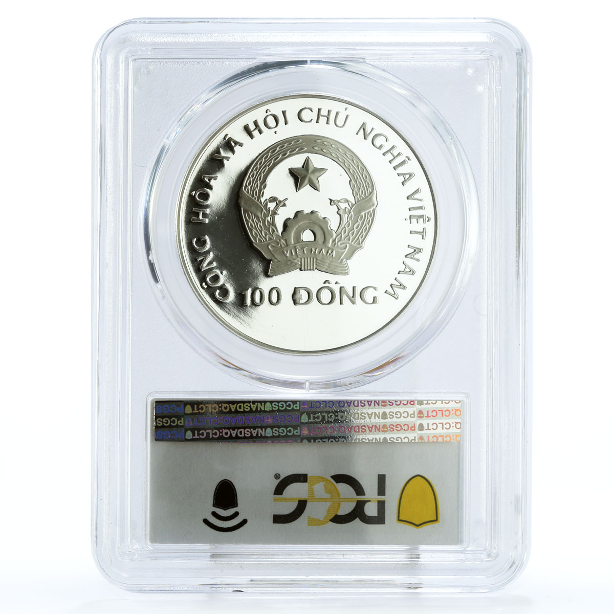 Vietnam 100 dong Historic Ship Dragon Boat Small 100 PR68 PCGS silver coin 1988