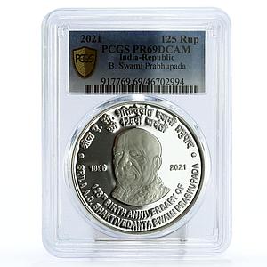 India 125 rupees 125 Years Srila Prabhupada Politics PR69 PCGS silver coin 2021