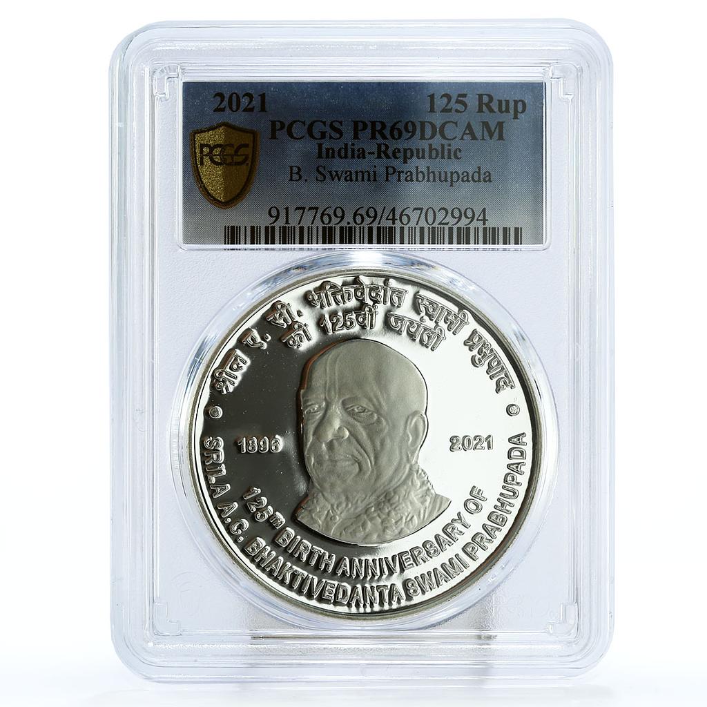 India 125 rupees 125 Years Srila Prabhupada Politics PR69 PCGS silver coin 2021