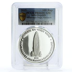 India 100 rupees Jallianwala Bagh Massacre Monument PR66 PCGS silver coin 2019