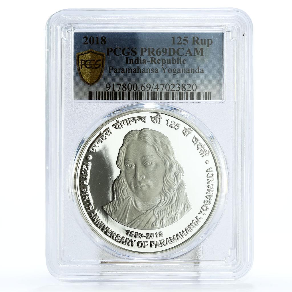 India 125 rupees Birth of Paramahansa Yogananda PR69 PCGS silver coin 2018