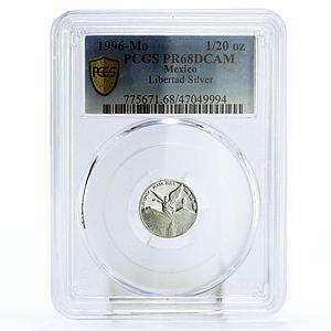Mexico 1/20 onza Libertad Angel of Independence PR68 PCGS silver coin 1996