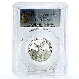 Mexico 1/4 onza Libertad Angel of Independence PR69 PCGS silver coin 1996
