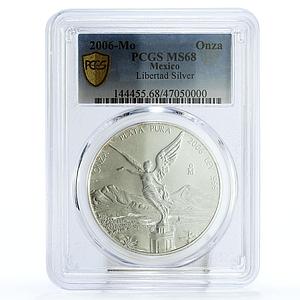 Mexico 1 onza Libertad Angel of Independence MS68 PCGS silver coin 2006