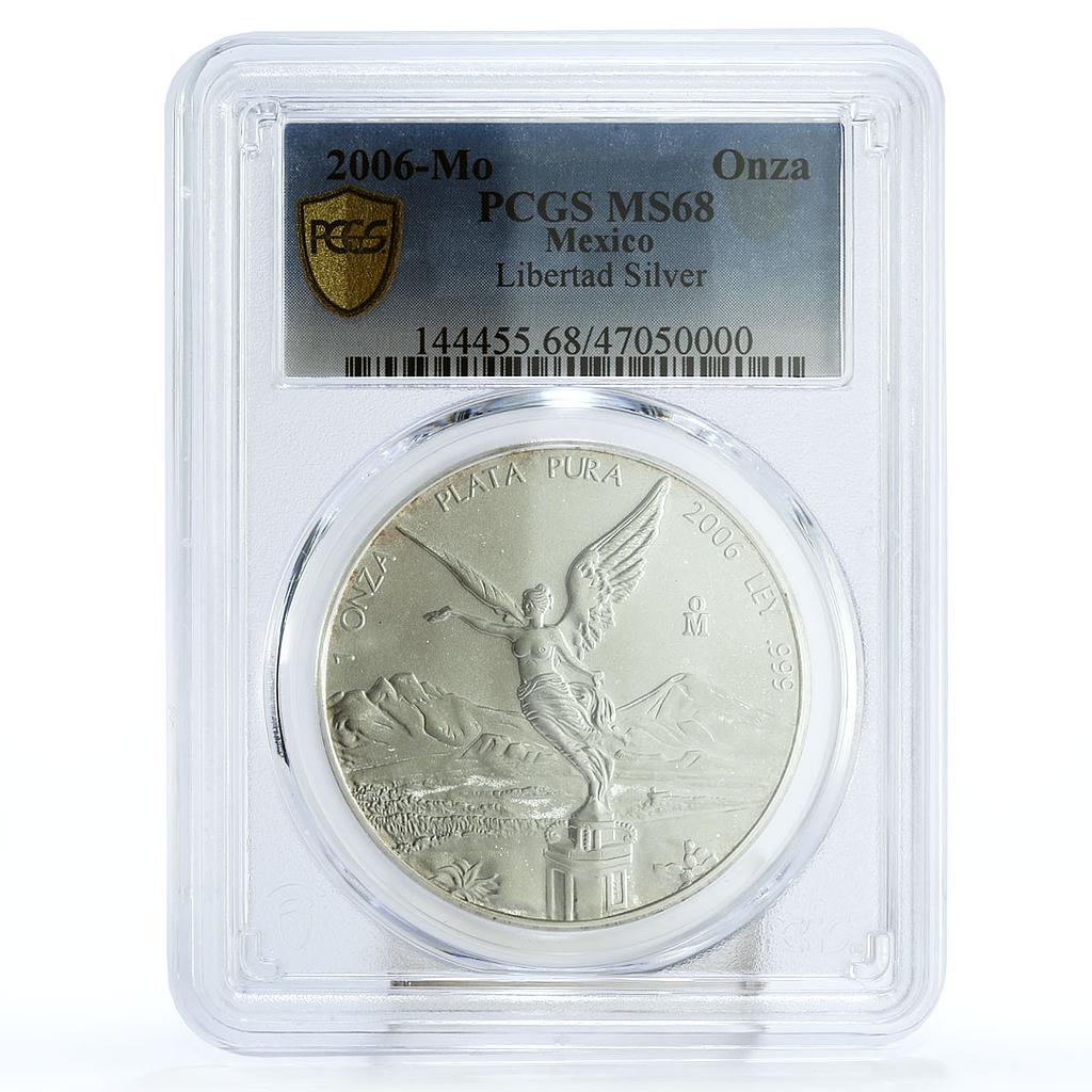 Mexico 1 onza Libertad Angel of Independence MS68 PCGS silver coin 2006