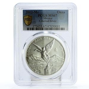 Mexico 1 onza Libertad Angel of Independence MS67 PCGS silver coin 2002