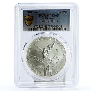 Mexico 1 onza Libertad Angel of Independence MS68 PCGS silver coin 2005