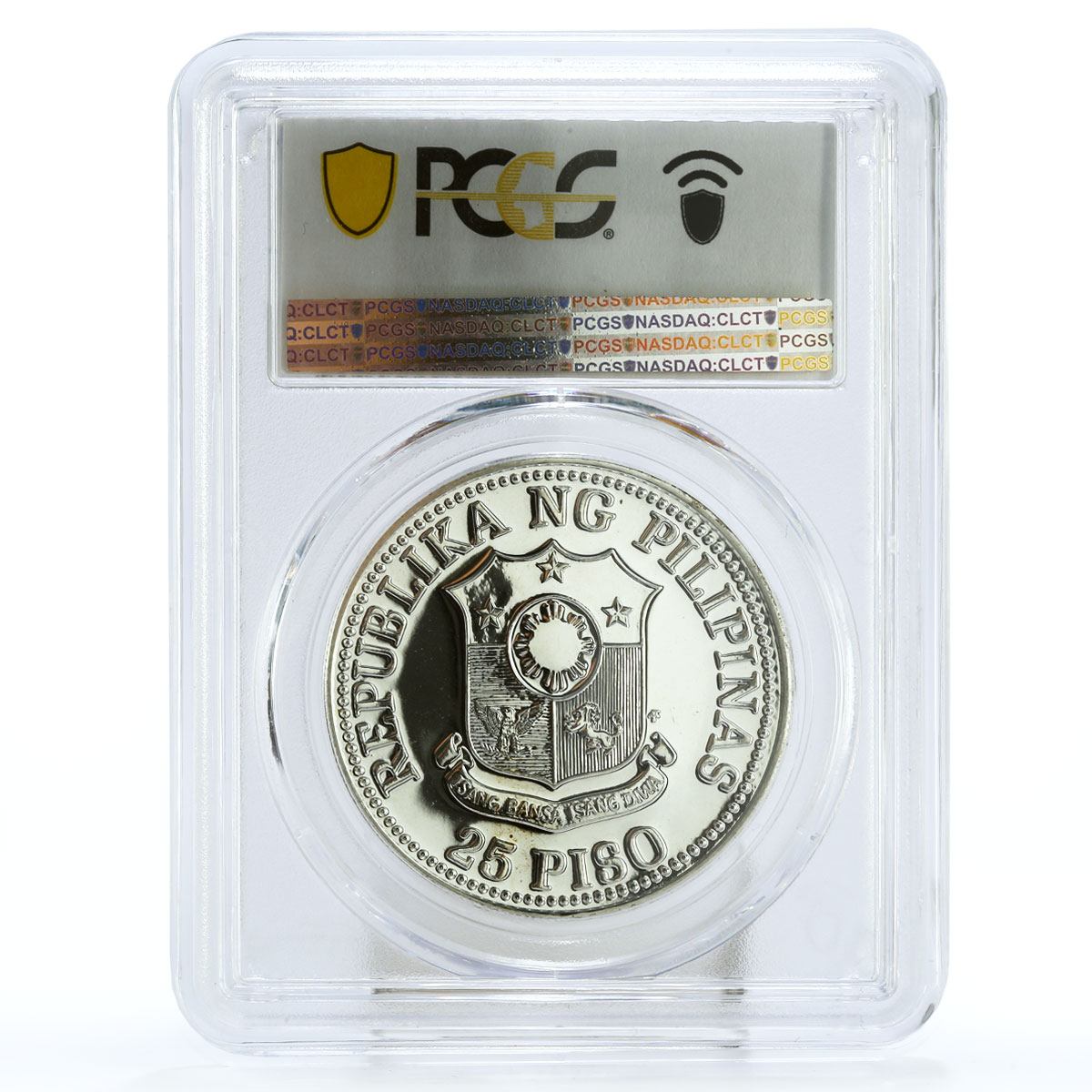Philippines 25 piso FAO World Food Day Fish Fruits PL66 PCGS silver coin 1981