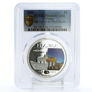 Palau 5 dollars 20 Years to the Fall of Berlin Wall PR68 PCGS silver coin 2009