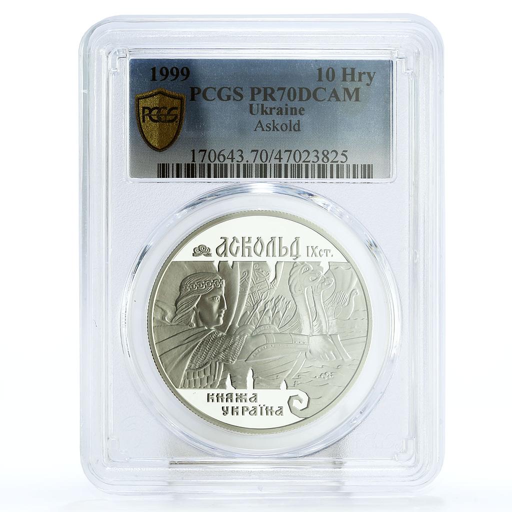 Ukraine 10 hryvnias Prince Askold Kyiv State Ruler PR70 PCGS silver coin 1999