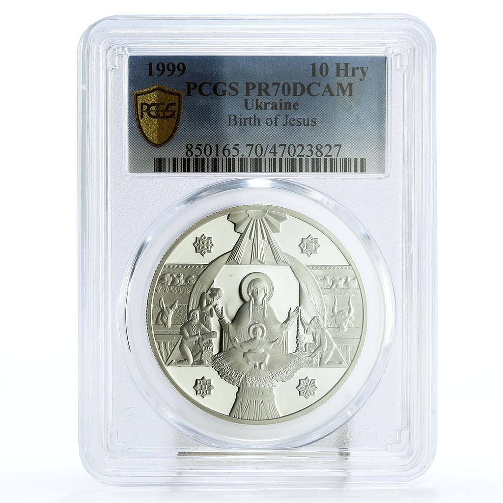 Ukraine 10 hryvnias Jesus Christ Birth Christmas PR70 PCGS silver coin 1999