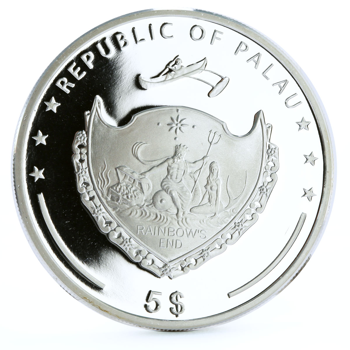 Palau 5 dollars Lucky Symbols Clover Leaf Good Luck gilded silver coin 2006