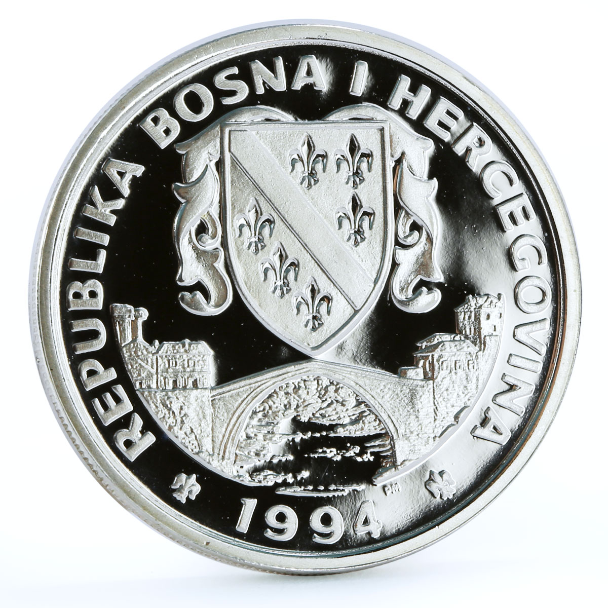 Bosnia and Herzegovina 14 ecu UN Peace Teddy Bear Toy proof silver coin 1994