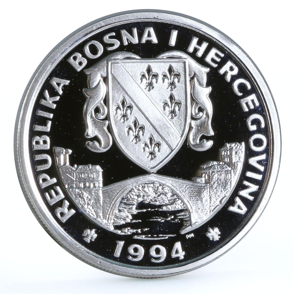 Bosnia and Herzegovina 14 ecu UN Peace Teddy Bear Toy proof silver coin 1994