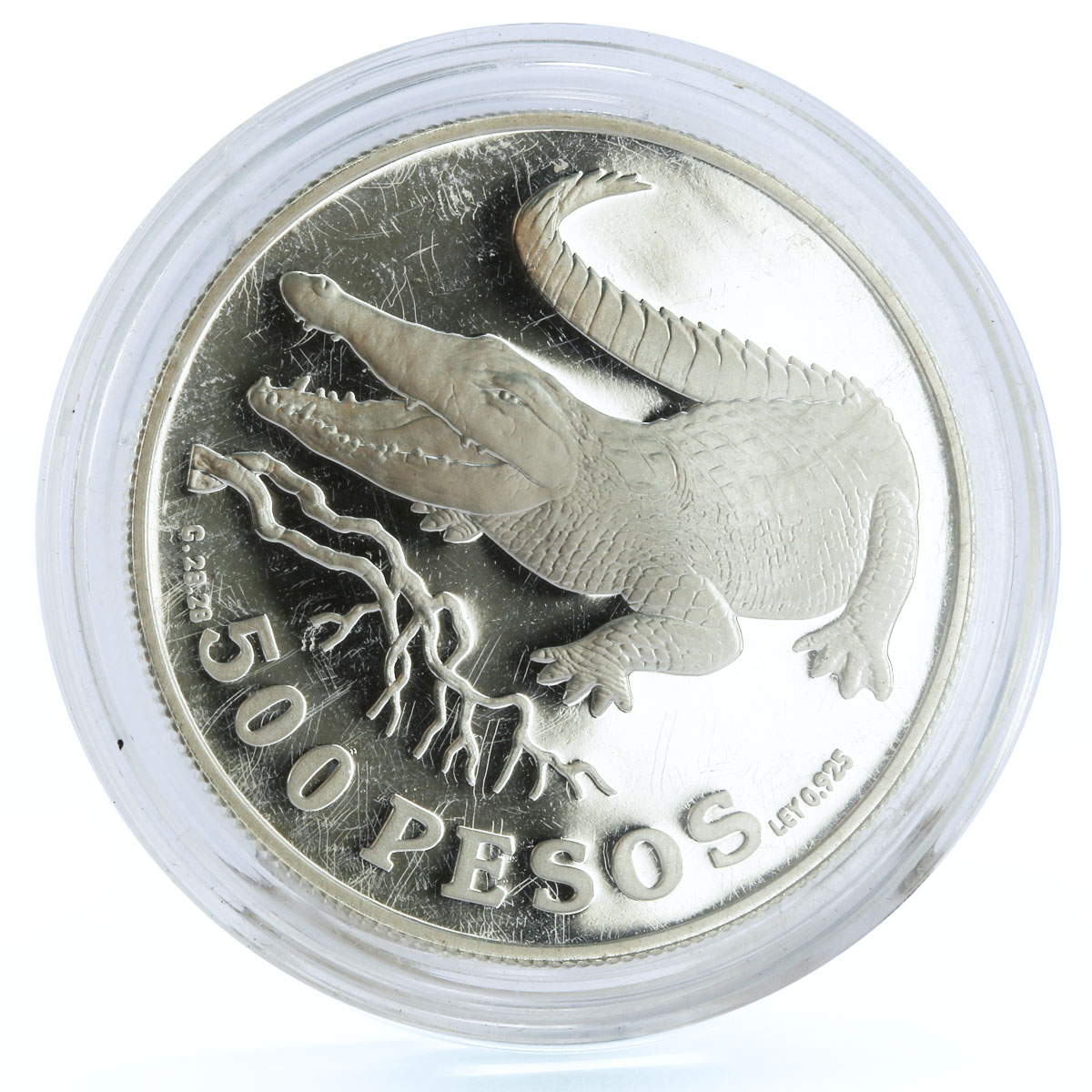 Colombia 500 pesos Endangered Wildlife Crocodile Fauna proof silver coin 1978