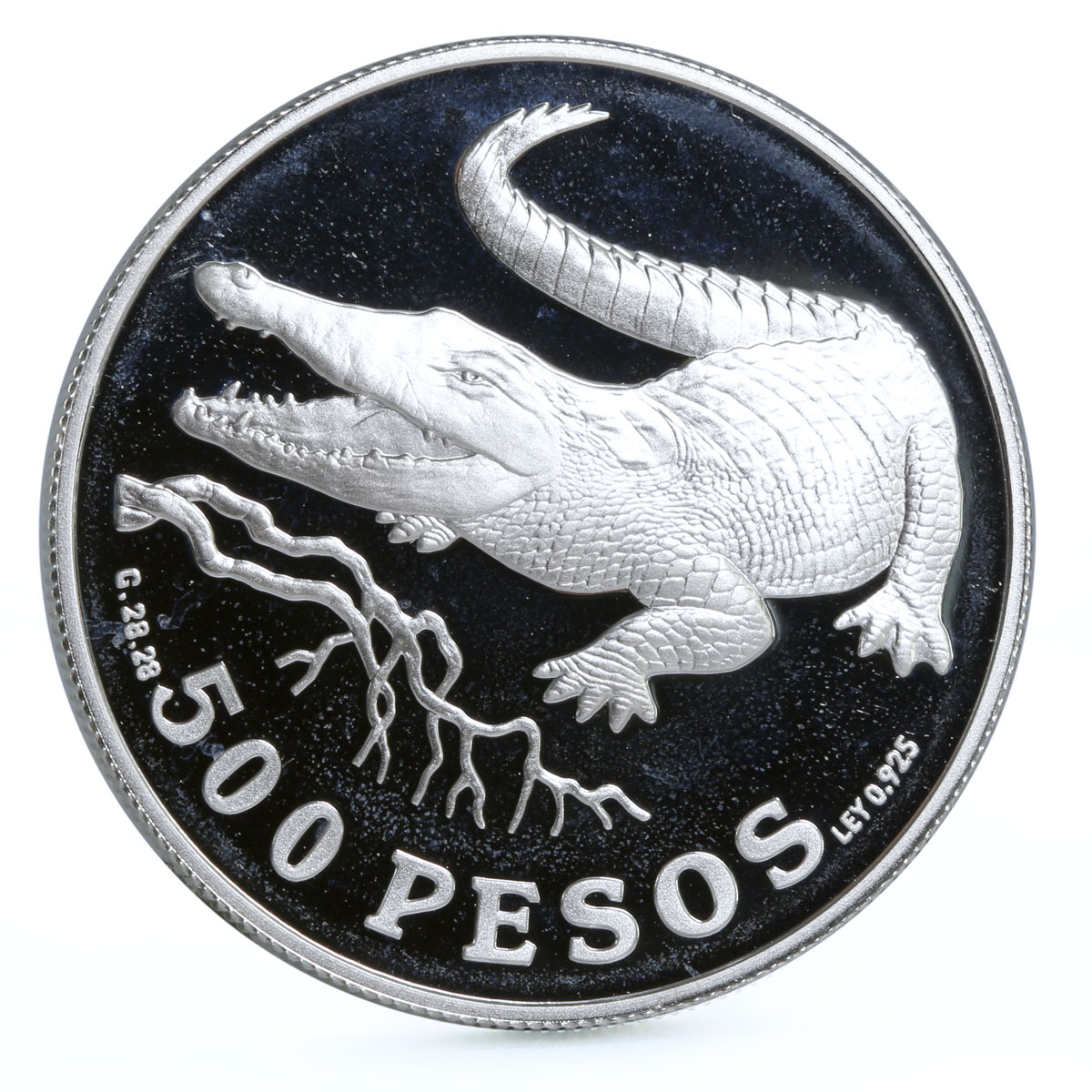 Colombia 500 pesos Endangered Wildlife Crocodile Fauna proof silver coin 1978