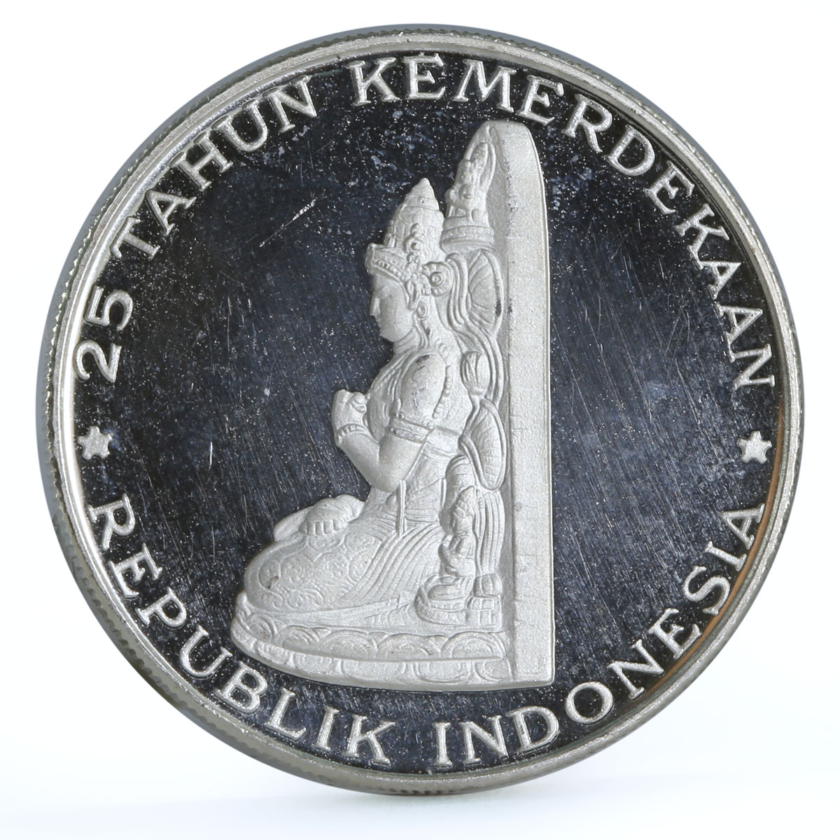 Indonesia 250 rupiah 25th Anniversary of Independence proof silver coin 1970