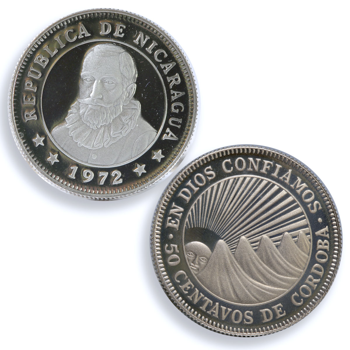 Nicaragua set of 5 coins State Coinage Rainbow Reflectivity CuNi coins 1972