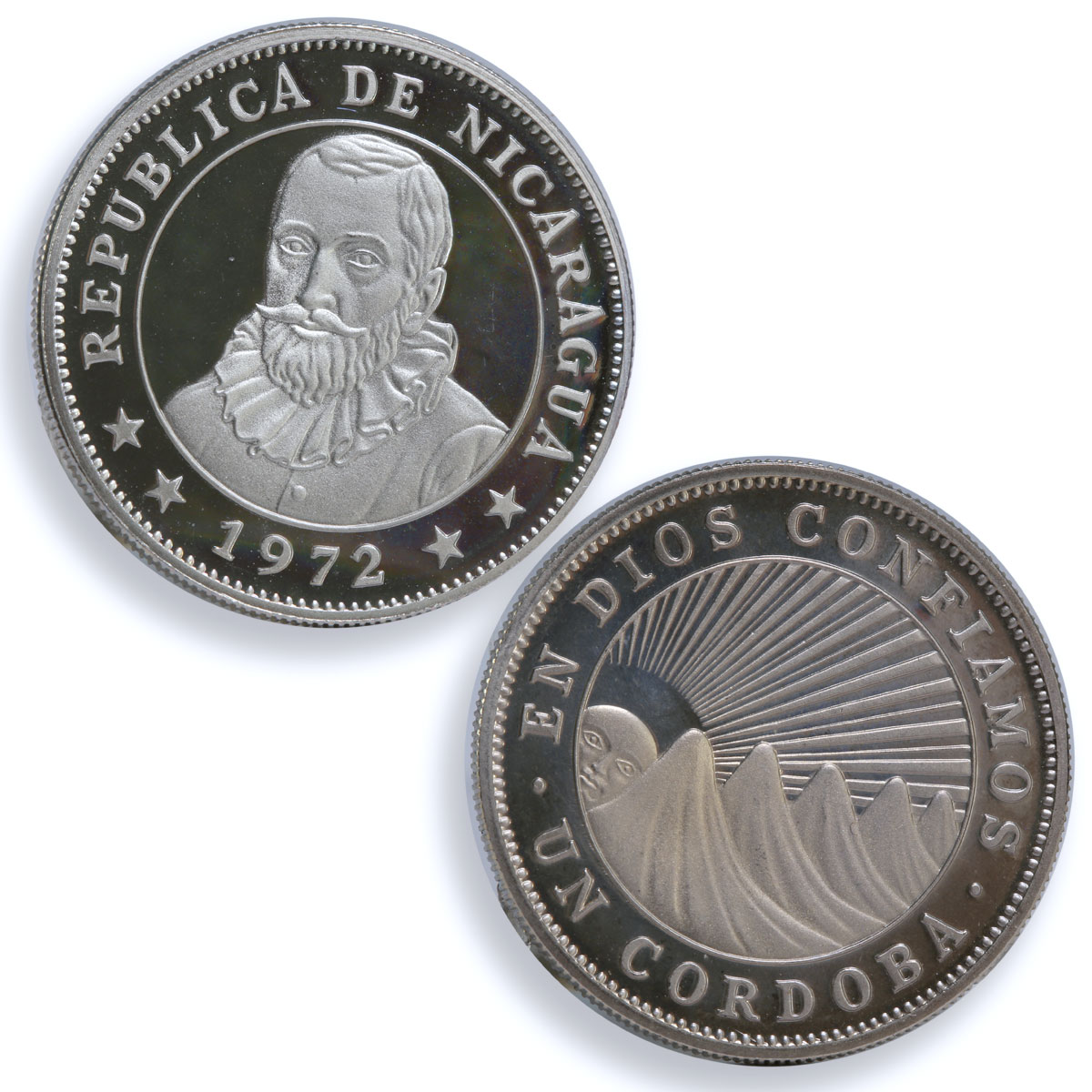 Nicaragua set of 5 coins State Coinage Rainbow Reflectivity CuNi coins 1972