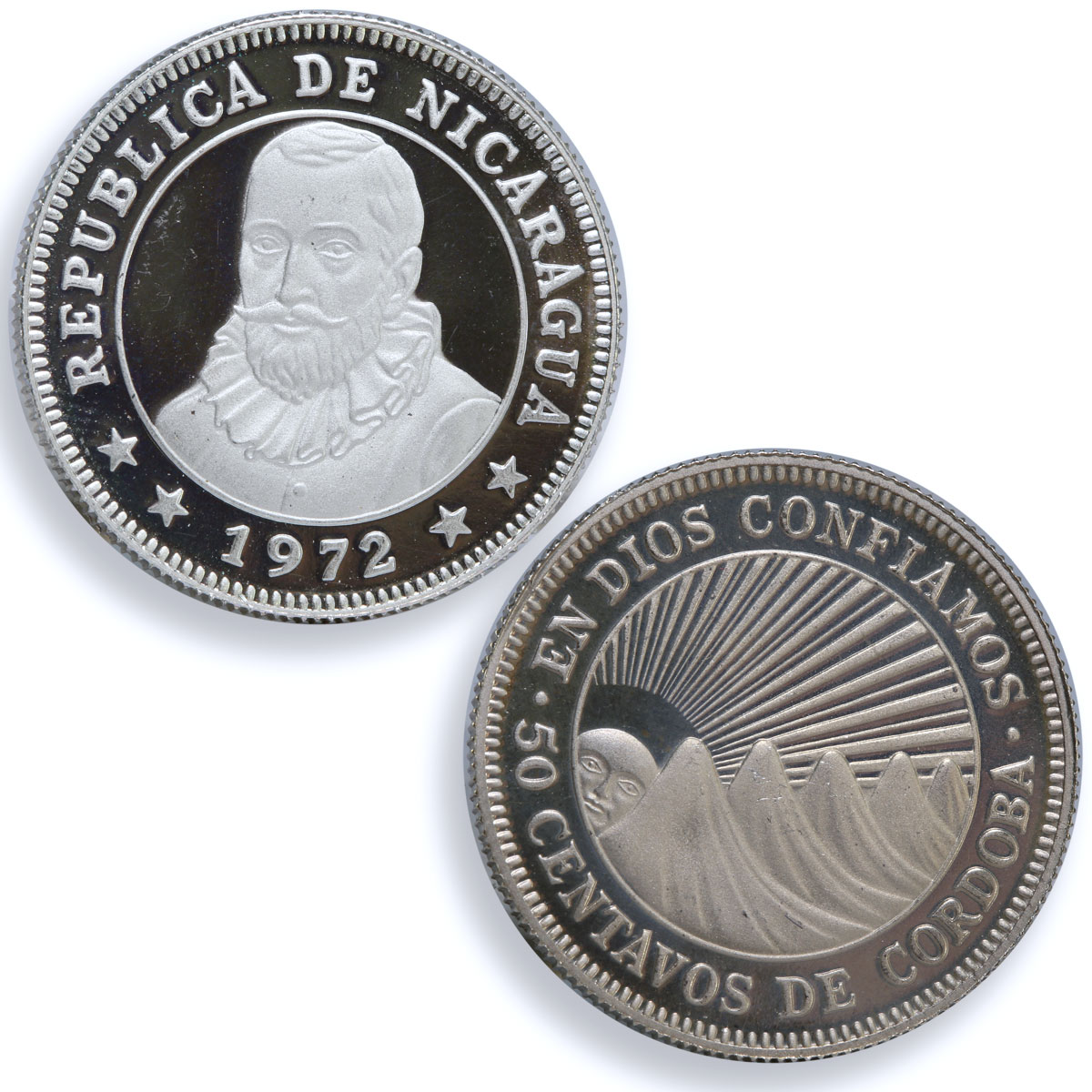 Nicaragua set of 5 coins State Coinage Rainbow Reflectivity CuNi coins 1972