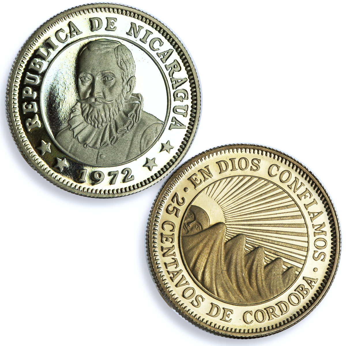 Nicaragua set of 5 coins State Coinage Rainbow Reflectivity CuNi coins 1972