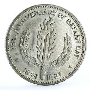 Philippines 1 peso 25th Anniversary of Bataan Day silver coin 1967