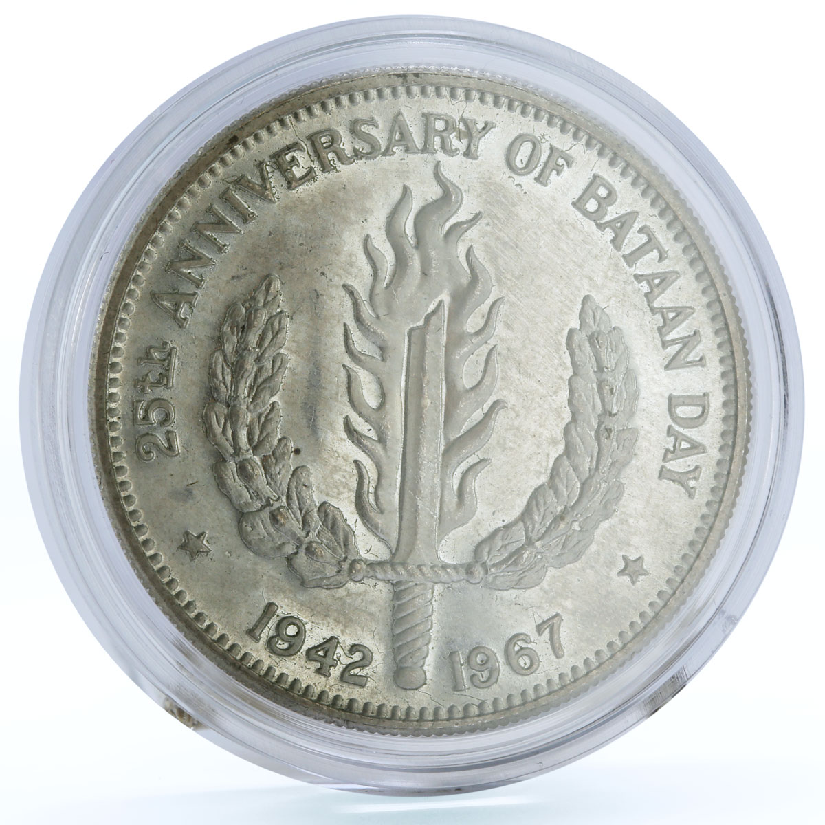 Philippines 1 peso 25th Anniversary of Bataan Day silver coin 1967